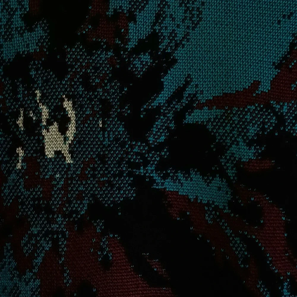 St. John Black Knit Sheath Dress Abstract Floral Intarsia Short Sleeve‎ Size 6